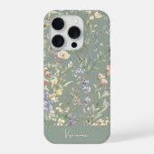 ダークセージ水彩フラワー iPhoneケース (裏面)
