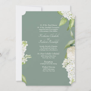 ダークセージ白あじさい両親結婚の 招待状