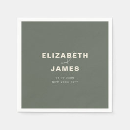 ダークセージ素朴グリーンモダンミニマ結婚リスト スタンダードカクテルナプキン