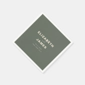 ダークセージ素朴グリーンモダンミニマ結婚リスト スタンダードカクテルナプキン (角)