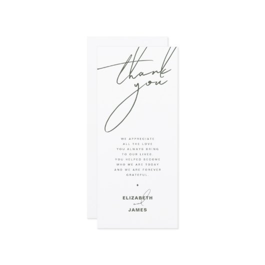 ダークセージ結婚ミニマリストの座席表 メニュー (正面/裏面インサイチュ)