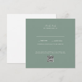 ダークセージ結婚式QRコードRSVPフラットカード