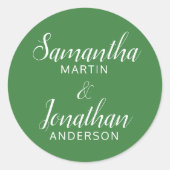 ダークセージ緑の新郎新婦結婚の ラウンドシール (正面)