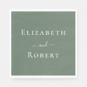 ダークセージ緑ミニマリストのカップル名結婚の数 スタンダードランチョンナプキン (正面)