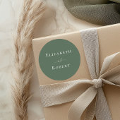 ダークセージ緑ミニマリストのカップル名結婚の数 ラウンドシール