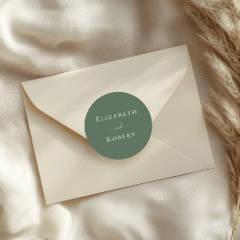 ダークセージ緑ミニマリストのカップル名結婚の数 ラウンドシール