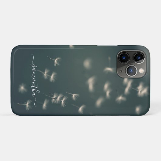 ダークセージ緑Dandelionホワイトスクリプト名Case-M Case-Mate iPhoneケース (裏面(横))