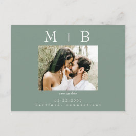 ダークセージ カップル フォト ウェディング セーブ・ザ・デート ポストカード