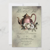 ダークセージ | ダスキーローズ ウィンター フローラル ブライダル ティー 招待状 (正面)