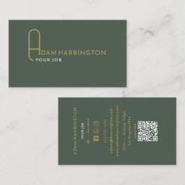 ダークセージ | 標準エレガントQRコード 名刺