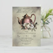 ダークセージ | Duskyバラ冬フローラブライダル茶 招待状 (スタンド正面)