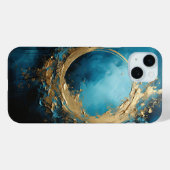 ダークタイド抽象芸術オーシャニックブルー&金ゴールド Case-Mate iPhoneケース (裏面 (横))