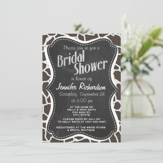 ダークタウペキリンアニマルプリント;黒板の外観 招待状 (スタンド正面)