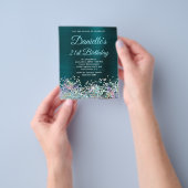 ダークターコイズ ホロ グリッター 21歳の誕生日 チラシ (手)