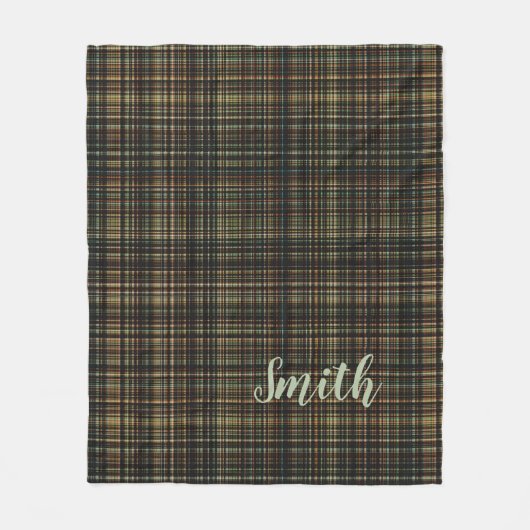 ダークタータンチェック(格子状)カスタム フリースブランケット (正面)