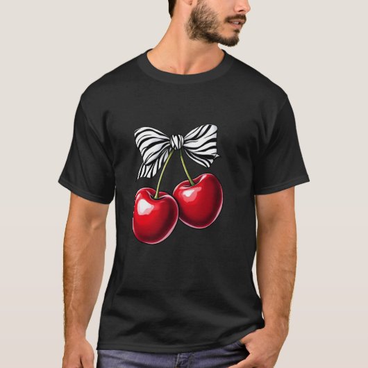 ダークチェリーゼブラリボンBowコケット美学チョーカー Tシャツ (正面)