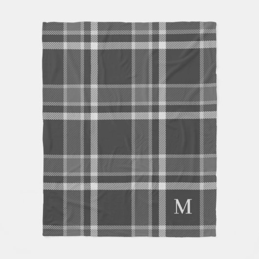 ダークチャコールグレータータンチェックプライドとモノグラム フリースブランケット (正面)