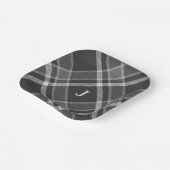 ダークチャコールグレータータンチェックプライドとモノグラム ペーパープレート (傾斜あり)