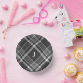 ダークチャコールグレータータンチェックプライドとモノグラム ペーパーボウル (パーティー)