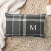 ダークチャコールグレータータンチェックプライドとモノグラム ランバークッション (ブランケット)