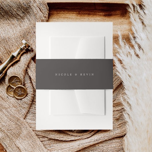 ダークチャコールブラウンパーソナライズされた結婚ズ 招待状ベリーバンド