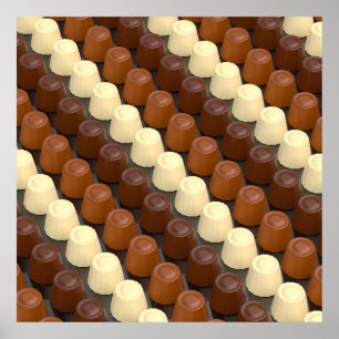 ダークチョコレートとミルクチョコレートのプリン ポスター