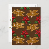 ダークチョコレートのギンガパン猫 – 手描き シーズンポストカード (正面/裏面)