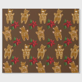 ダークチョコレートのギンガパン猫 – 手描き ラッピングペーパー (フラット)