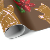 ダークチョコレートのギンガパン猫 – 手描き ラッピングペーパー (ロールコーナー)