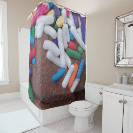 ダークチョコレートアイスクリームとレインボースプレー シャワーカーテン