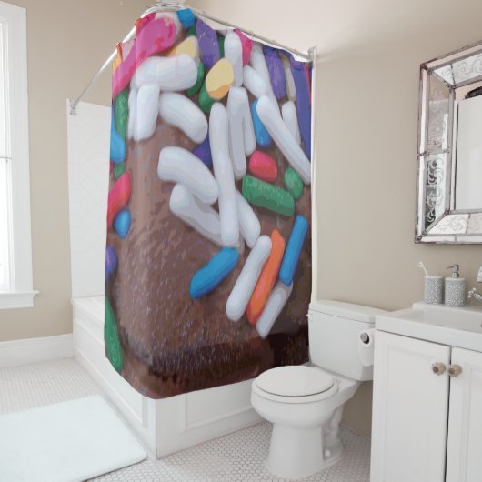 ダークチョコレートアイスクリームとレインボースプレー シャワーカーテン (インサイチュ)
