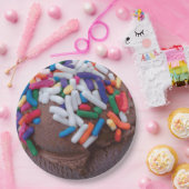 ダークチョコレートアイスクリームとレインボースプレー ペーパープレート (パーティー)