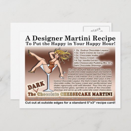 ダークチョコレートチーズケーキマティーニのレシピカード ポストカード (正面/裏面)