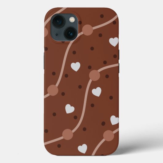 ダークチョコレートハート斑点パターン Case-Mate iPhoneケース (裏面)