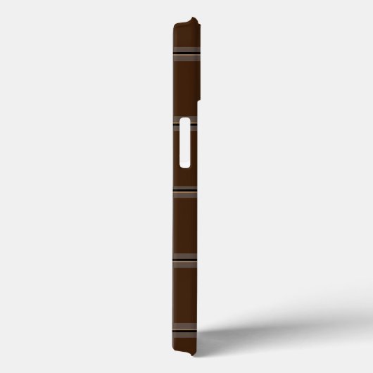 ダークチョコレートブラウンカスタム独身のイニシャルストライプの Case-Mate iPhoneケース (裏面 / 右)