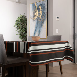 ダークチョコレートブラウンストライプズ テーブルクロス