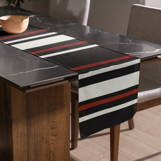 ダークチョコレートブラウンストライプズ ロングテーブルランナー