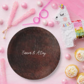 ダークチョコレートブラウン西フェイク革 ペーパープレート (パーティー)