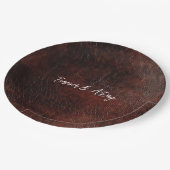 ダークチョコレートブラウン西フェイク革 ペーパープレート (アングル)