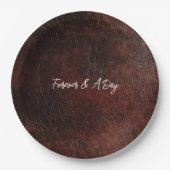 ダークチョコレートブラウン西フェイク革 ペーパープレート (正面)