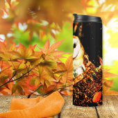 ダークツリー秋の白いフクロウ感動的 タンブラー