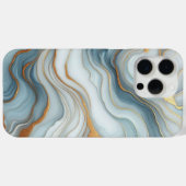 ダークティールグレー ライトブルー ゴールド 大理石 アート柄 Case-Mate iPhoneケース (裏面 (横))