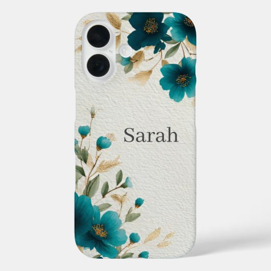 ダークティールフラワーとゴールドリーフのiPhone/iPadケース Case-Mate iPhoneケース (裏面)