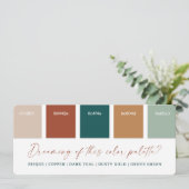 ダークティール&コッパー 2021 ウェディングカラーパレットカード 招待状 (スタンド正面)