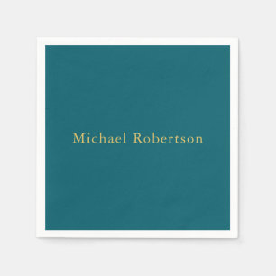 ダークティール（緑がかった色）と金ゴールドカラープロフェッショナルトレンディー モダン スタンダードカクテルナプキン