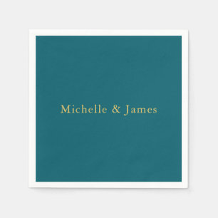ダークティール（緑がかった色）と金ゴールドカラープロフェッショナルトレンディー モダン スタンダードカクテルナプキン
