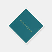 ダークティール(緑がかった色)と金ゴールドカラープロフェッショナルトレンディー モダン スタンダードカクテルナプキン (角)