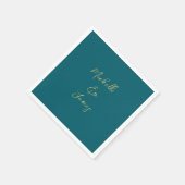 ダークティール（緑がかった色）と金ゴールドカラープロフェッショナルトレンディー モダン スタンダードカクテルナプキン (角)