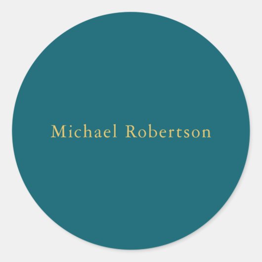 ダークティール（緑がかった色）と金ゴールドカラープロフェッショナルトレンディー モダン ラウンドシール (正面)