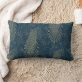 ダークティール(緑がかった色)と金ゴールドビクトリアンスタイルピーコック ランバークッション (ブランケット)